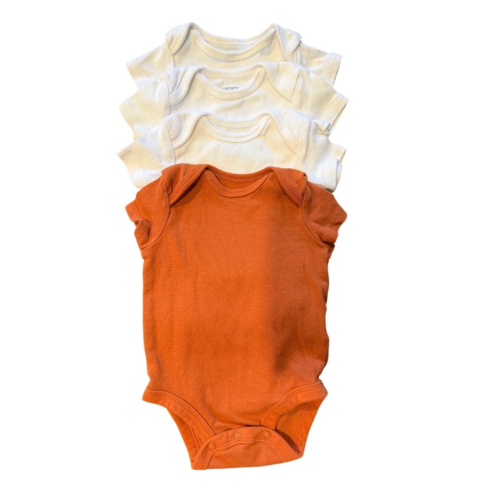 Carters Baby 4 Pack Short Sleeve Bodysuits Rust Orange White 3 Months 1M062510